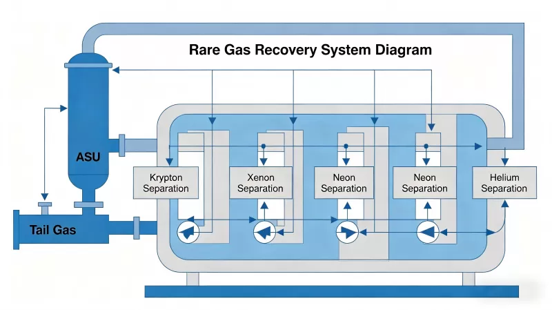 Diagram of a Fortune Gas rare gas recovery system for xenon and krypton extraction from ASU tail gas.png